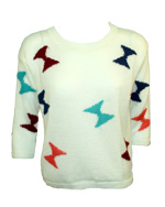 rainbow ribbon jacquard knit top